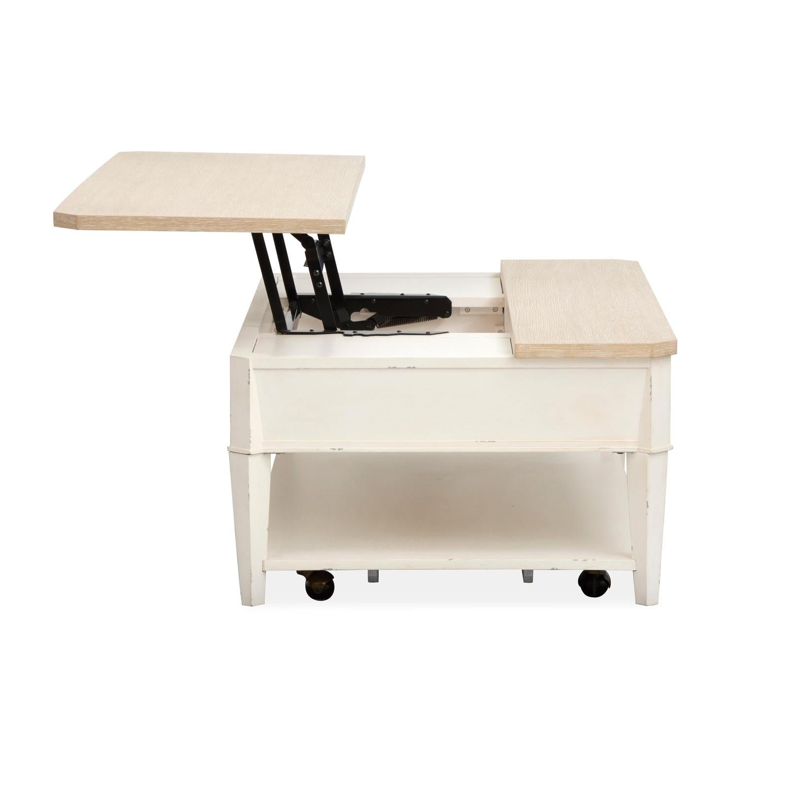 Salt Life Home Echo Isles Sea Pearl and Driftwood Lift Top Storage Cocktail Table with Casters