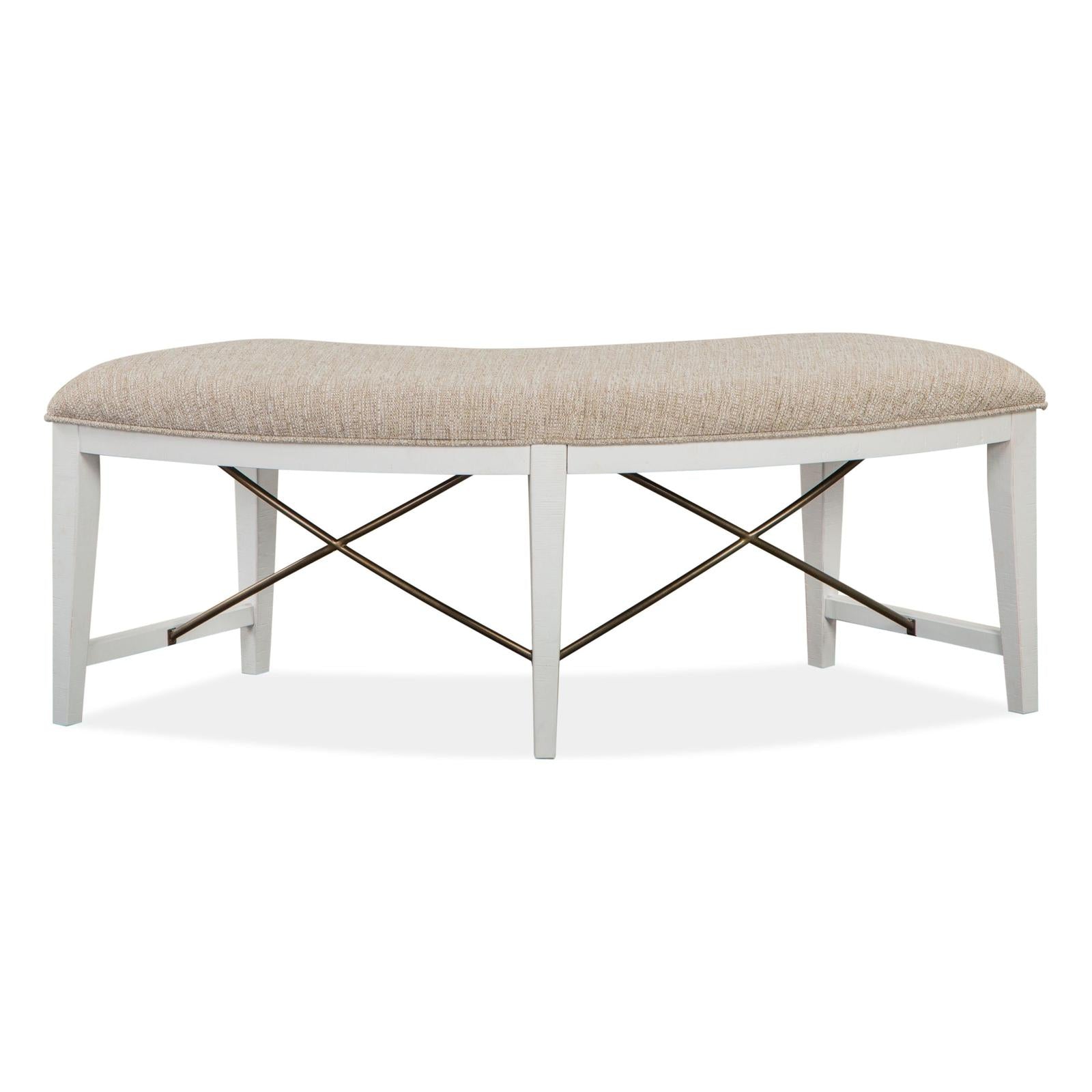 Magnussen Home Heron Cove Chalk White And Dovetail Grey Upholstered Bench