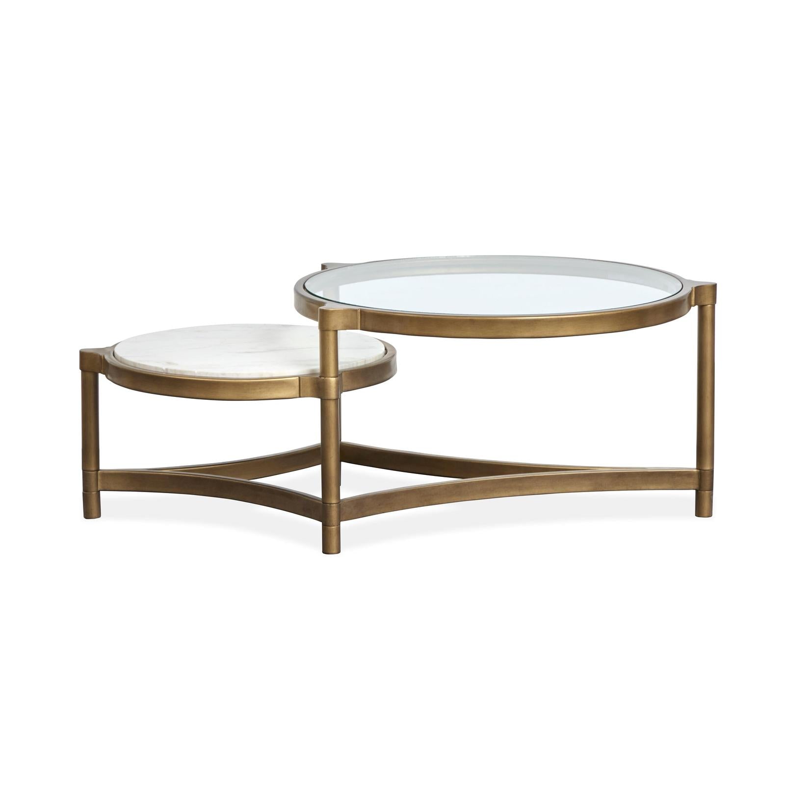 Magnussen Home Cassidy Aged Brass & Volakas Classic Shaped Cocktail Table