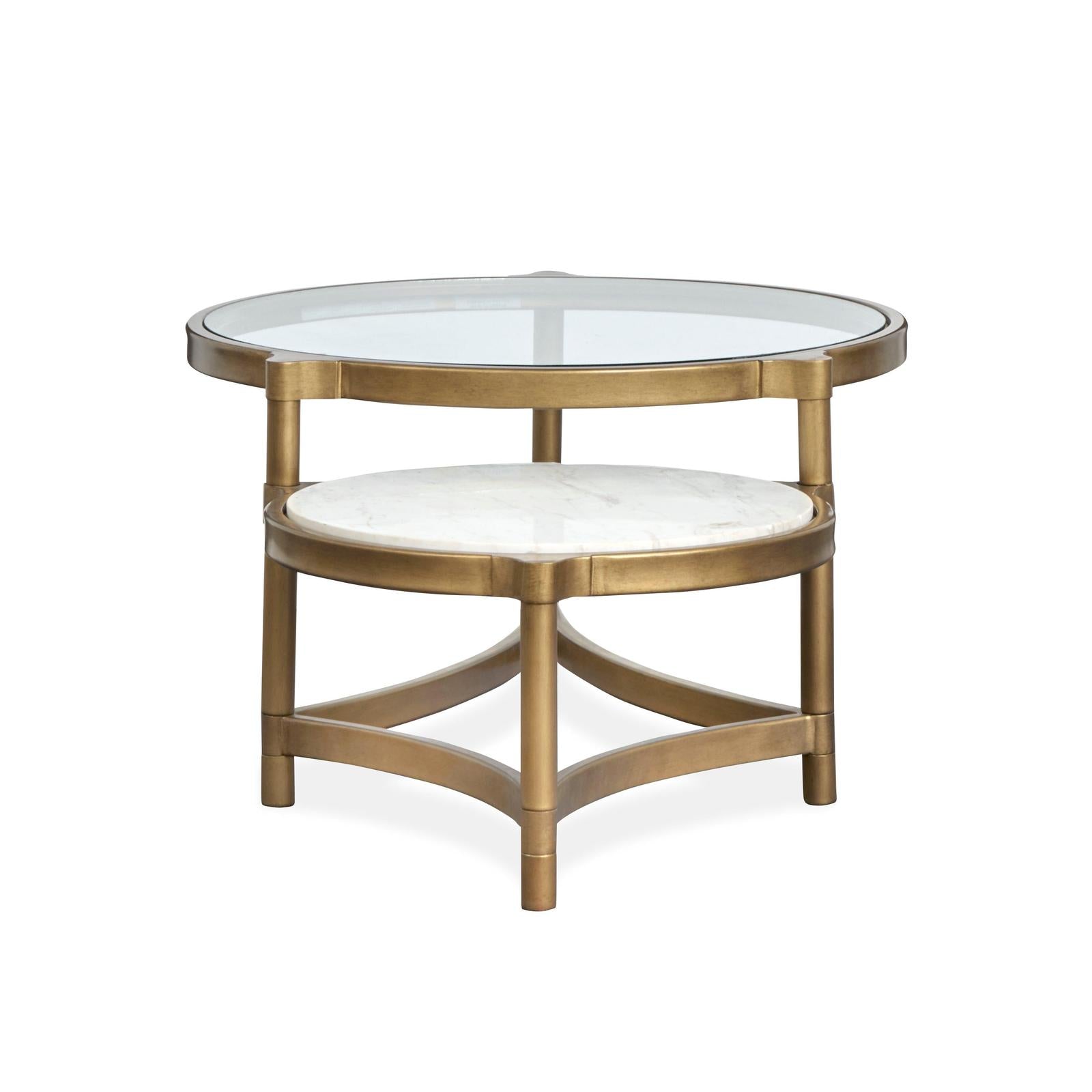 Magnussen Home Cassidy Aged Brass & Volakas Classic Shaped Cocktail Table