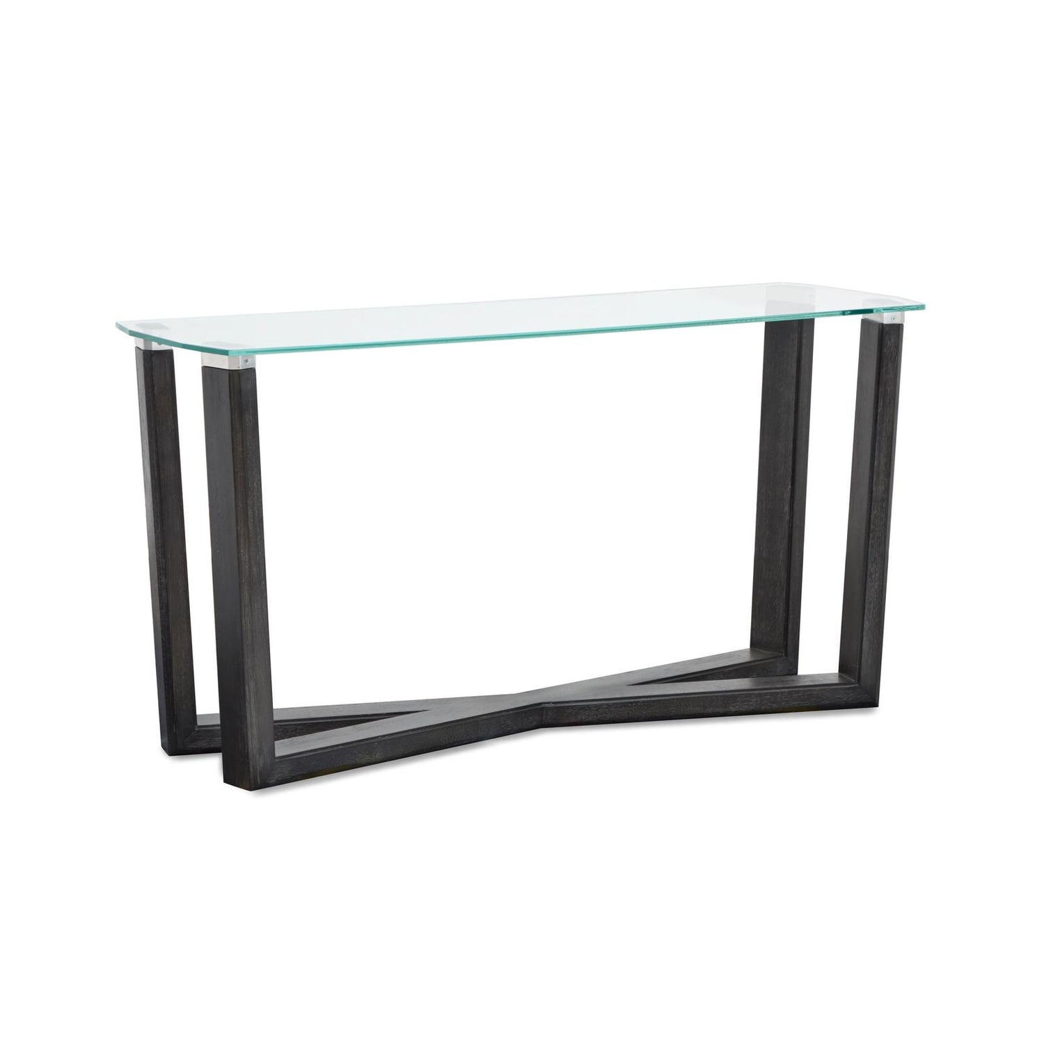 Magnussen Home Wexler Black Truffle And Clear Glass Rectangular Sofa Table