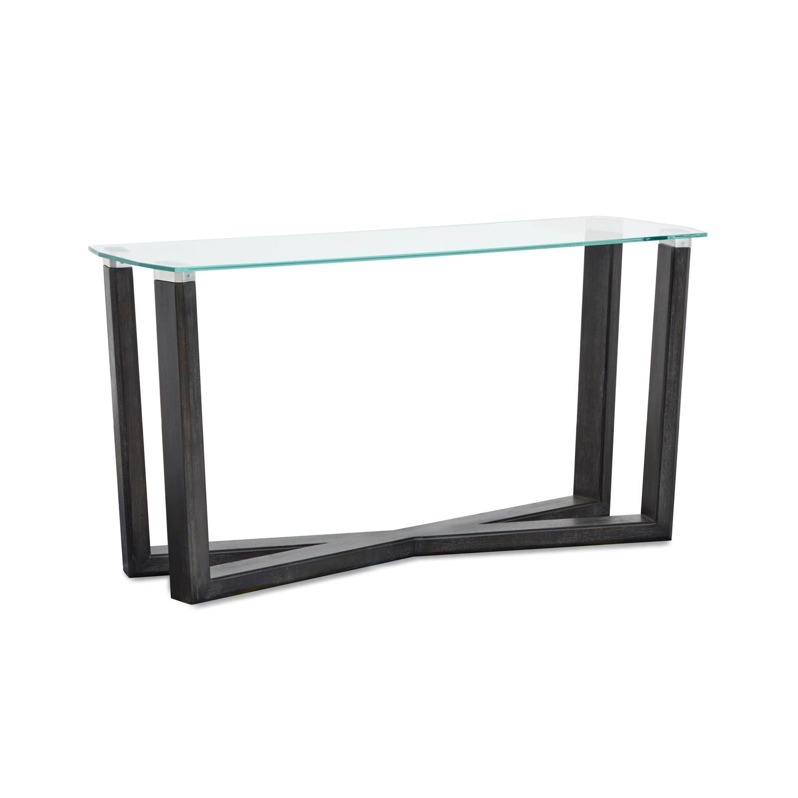 Magnussen Home Wexler Black Truffle And Clear Glass Rectangular Sofa Table