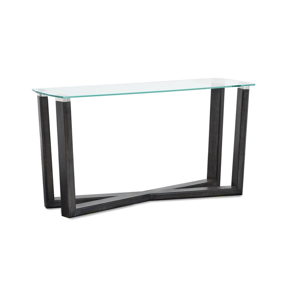Magnussen Home Wexler Black Truffle And Clear Glass Rectangular Sofa Table