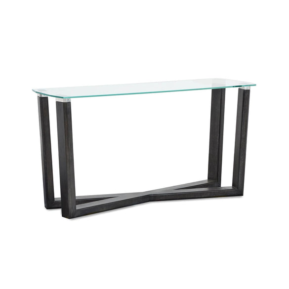 Magnussen Home Wexler Black Truffle And Clear Glass Rectangular Sofa Table