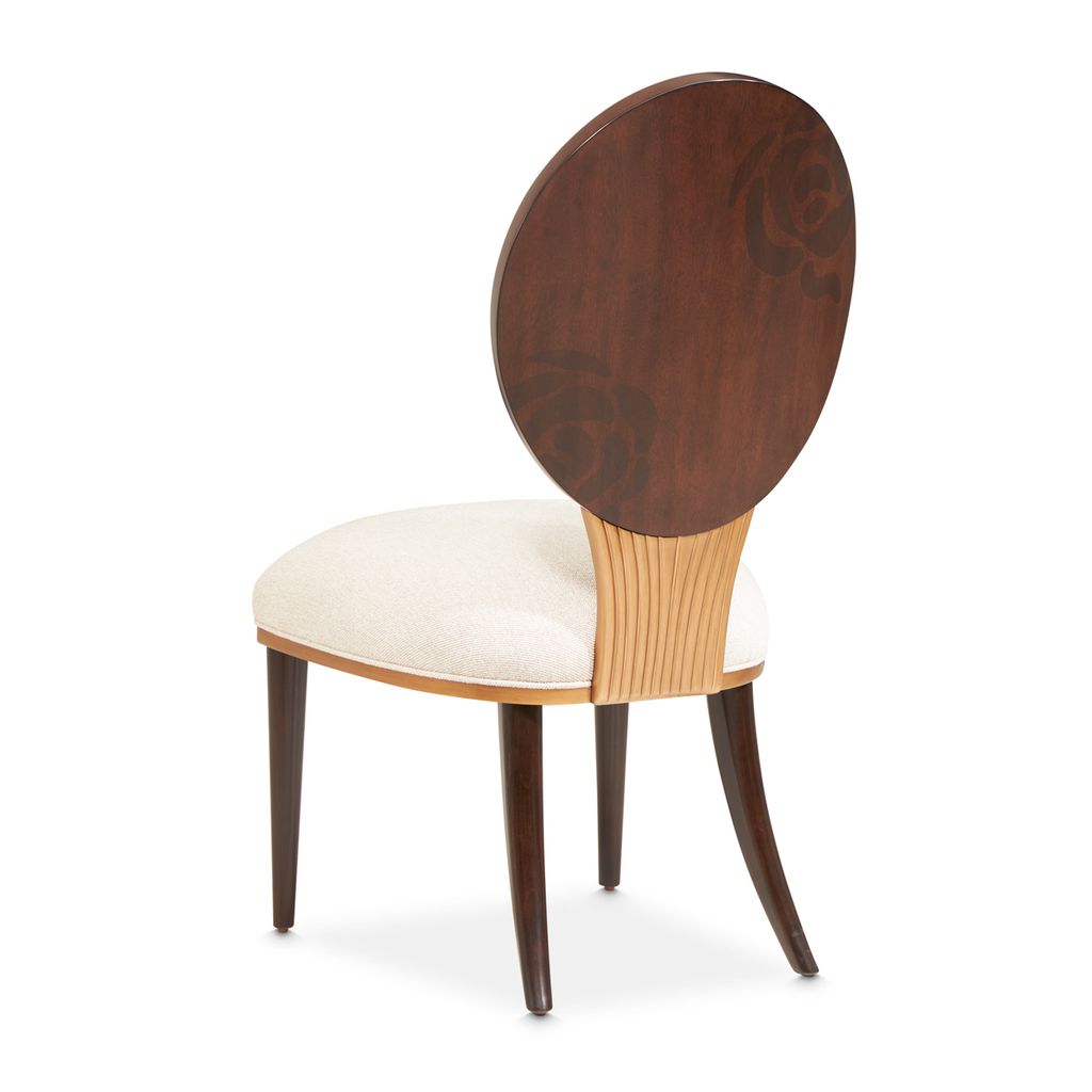 Michael Amini Camellia Field Linen/Warm Pecan Dining Side Chair - Set of 2