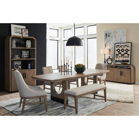 Magnussen Home Tristan Swiss Coffee Upholstered Backless Bench With U-Shaped Legs