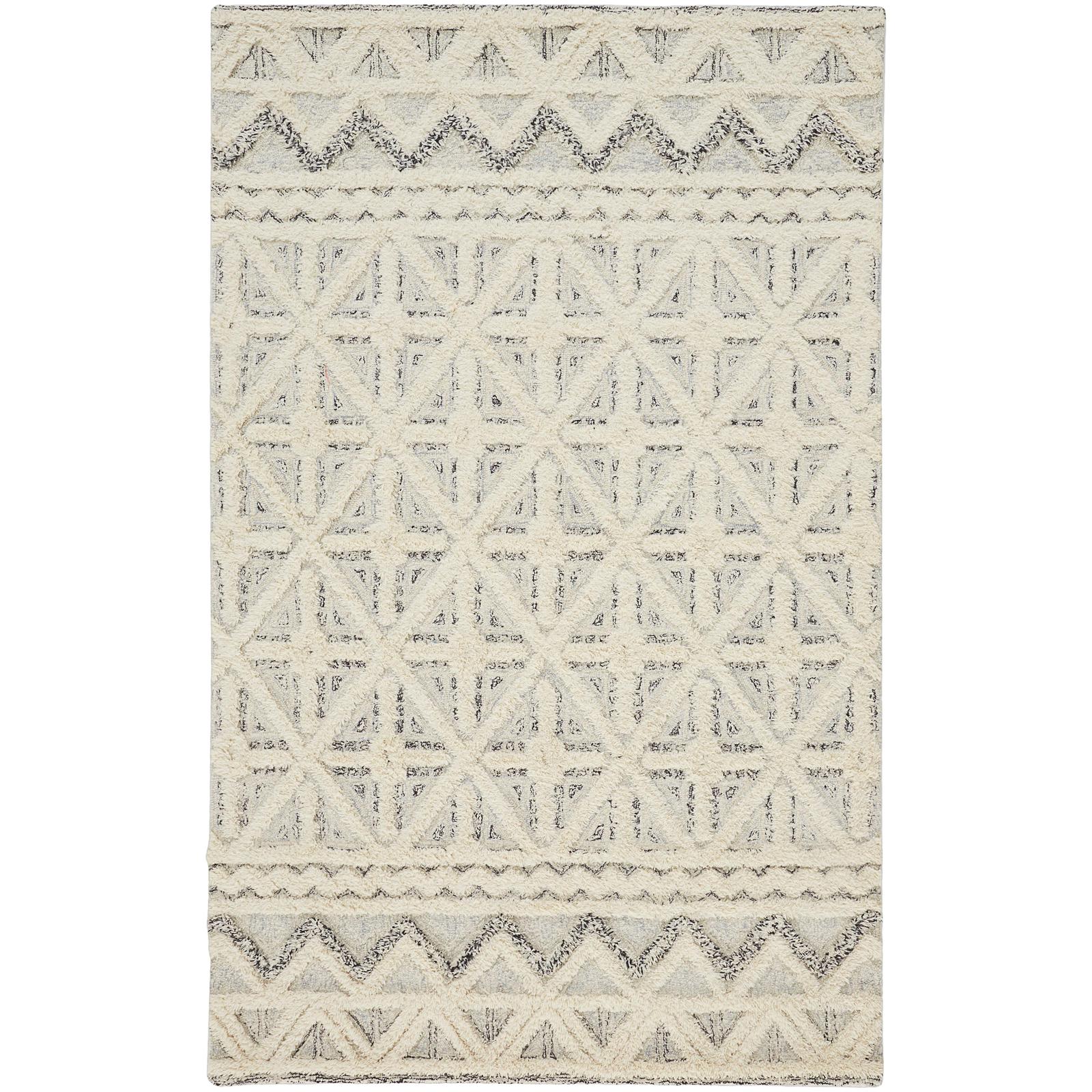 Feizy Anica 8007F Transitional Geometric Rug in Ivory/Black