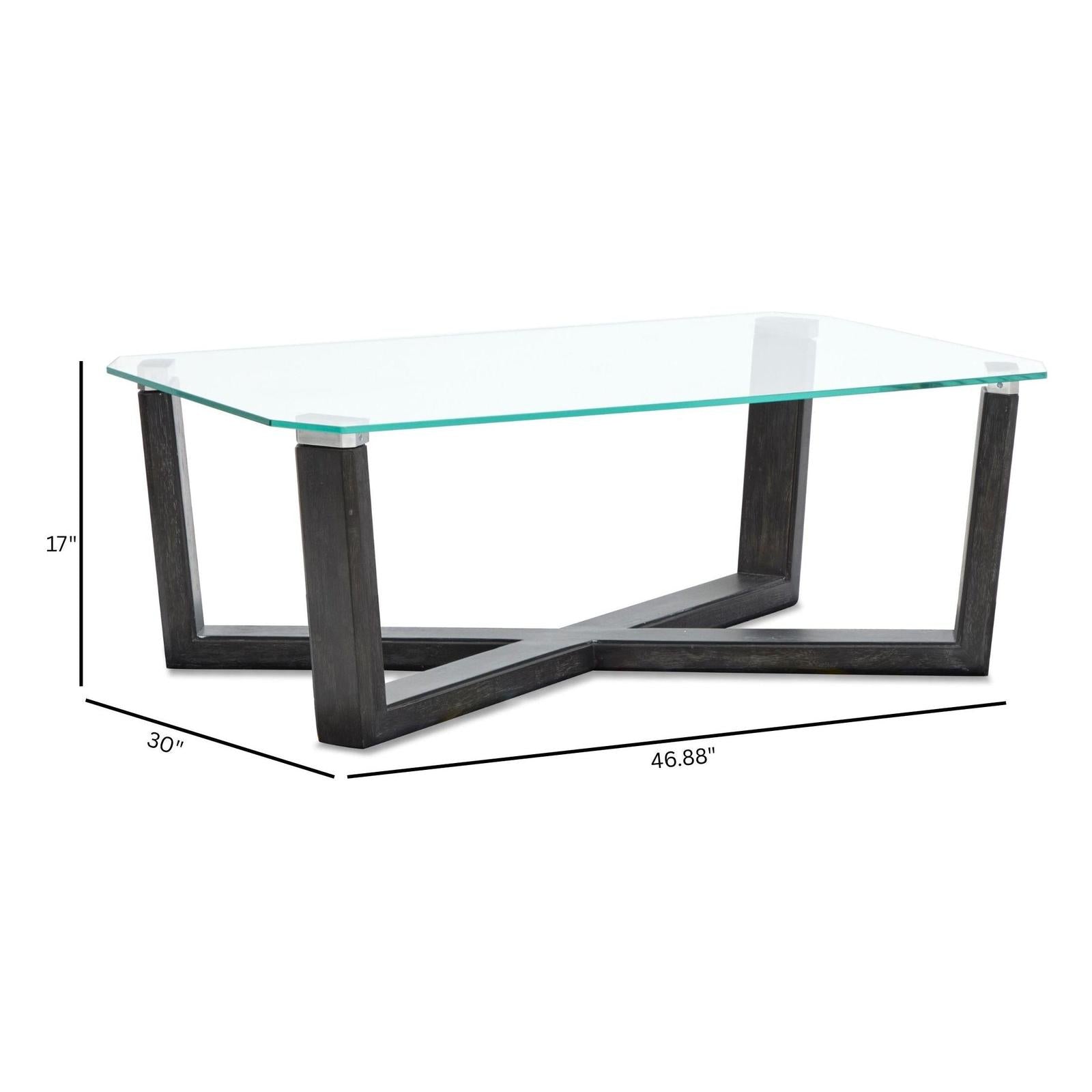 Magnussen Home Wexler Black Truffle And Clear Glass Rectangular Cocktail Table