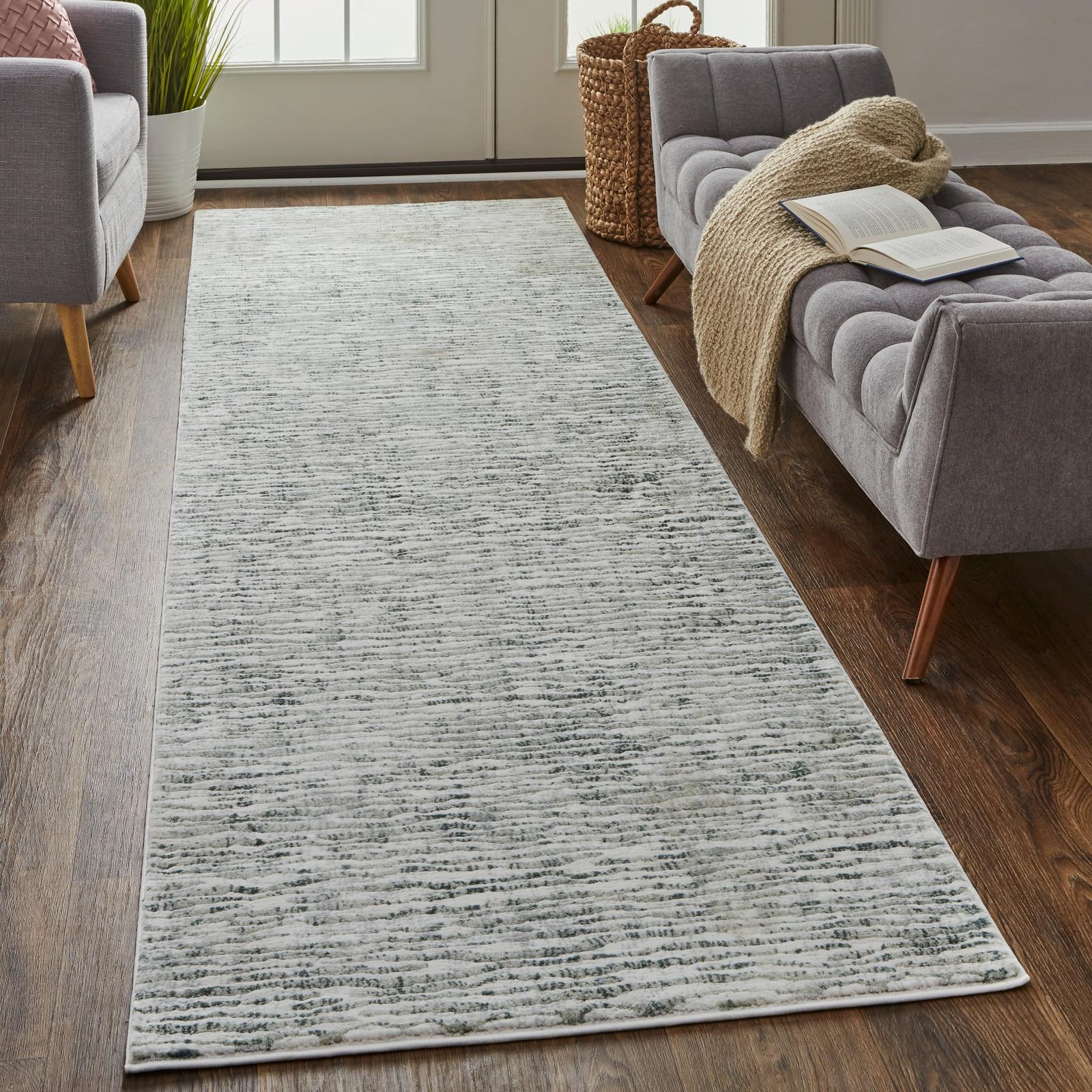 Feizy Atwell 3218F Transitional Abstract Rug in Gray/Green/Ivory