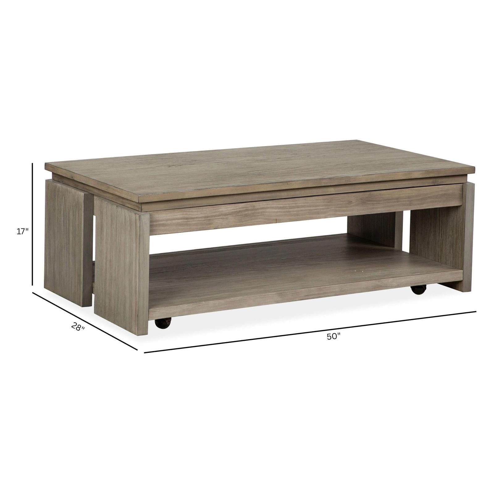 Magnussen Home Conrad Stone Harbor Grey Rectangular Lift Top Storage Cocktail Table With Casters