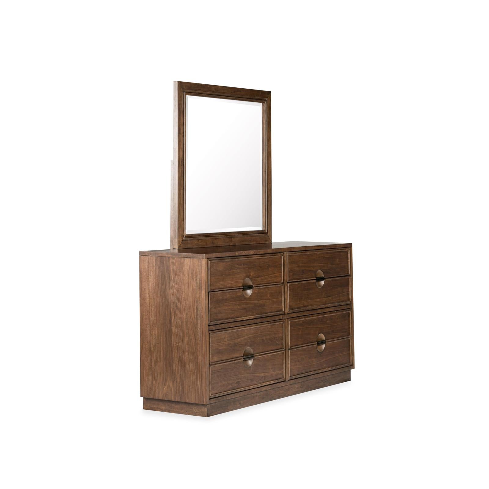 Magnussen Home Selena Brown Double Drawer Dresser With Landscape Mirror