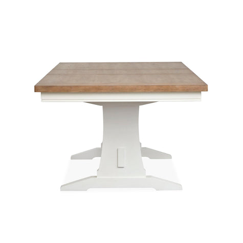 Magnussen Home Kingston Whisper White & Cerused Nutmeg Extendable Trestle Dining Table