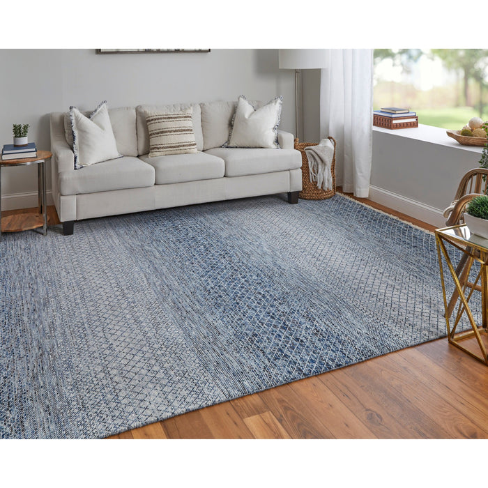 Feizy Branson 69BQF Transitional Solid Rug in Blue/Ivory
