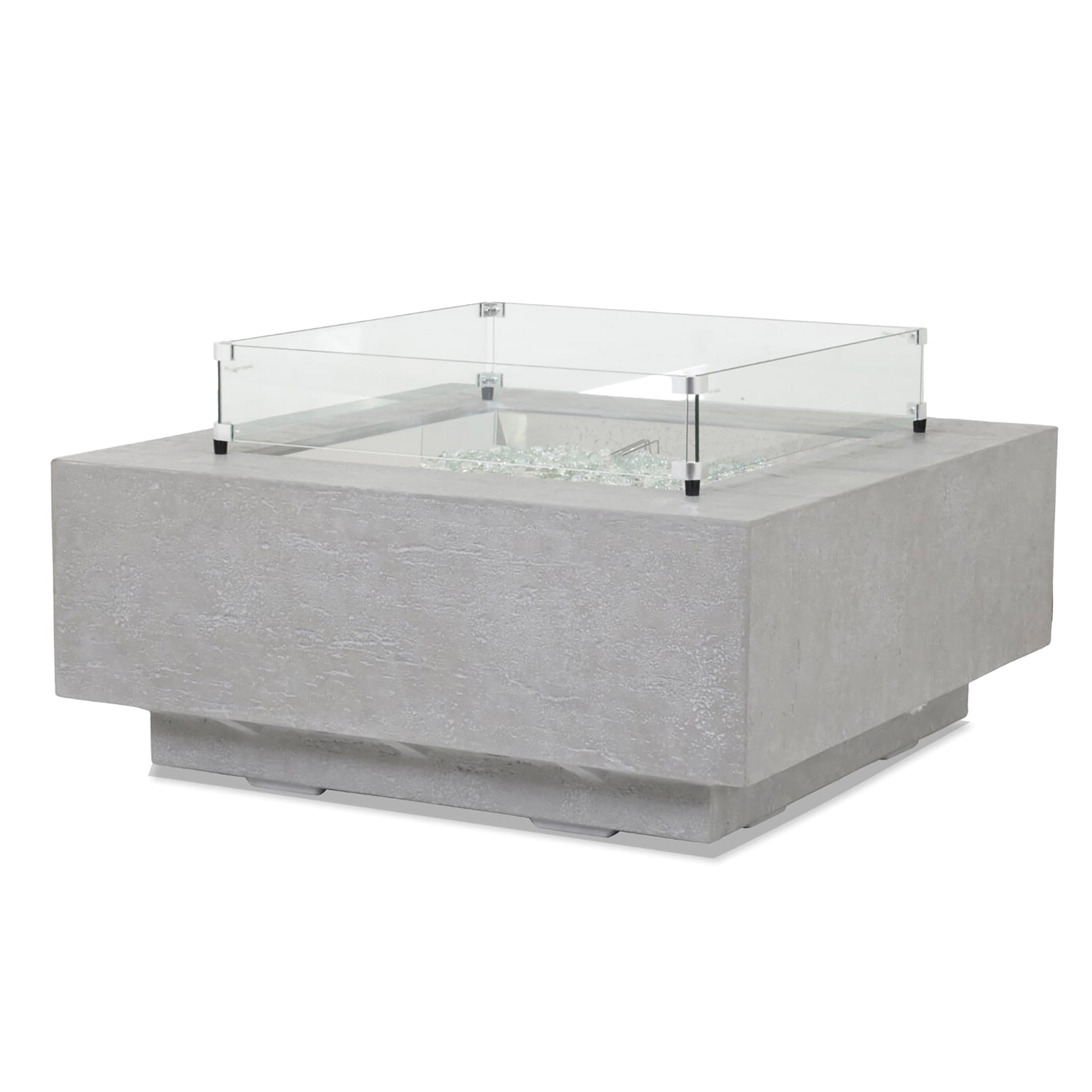 Sunset West Gravelstone Square Fire Table w/ Glass Surround