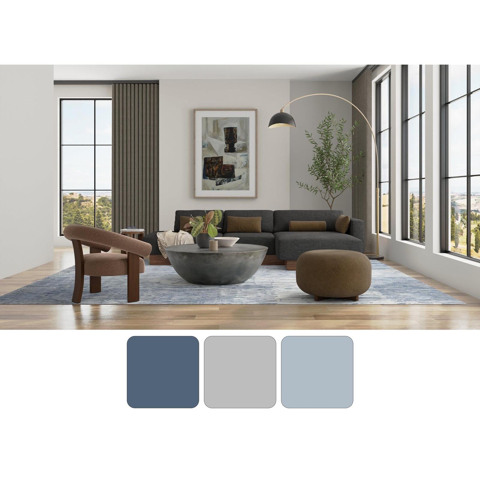 Feizy Braden 8A49F Modern Abstract Rug in Blue/Ivory