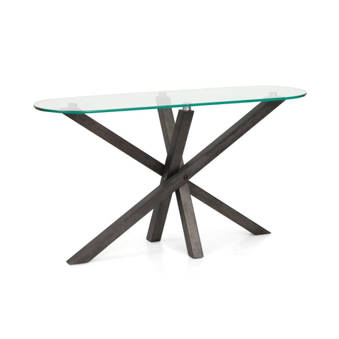 Magnussen Home Jax Carbon Shadow & Chrome Oval Sofa Table