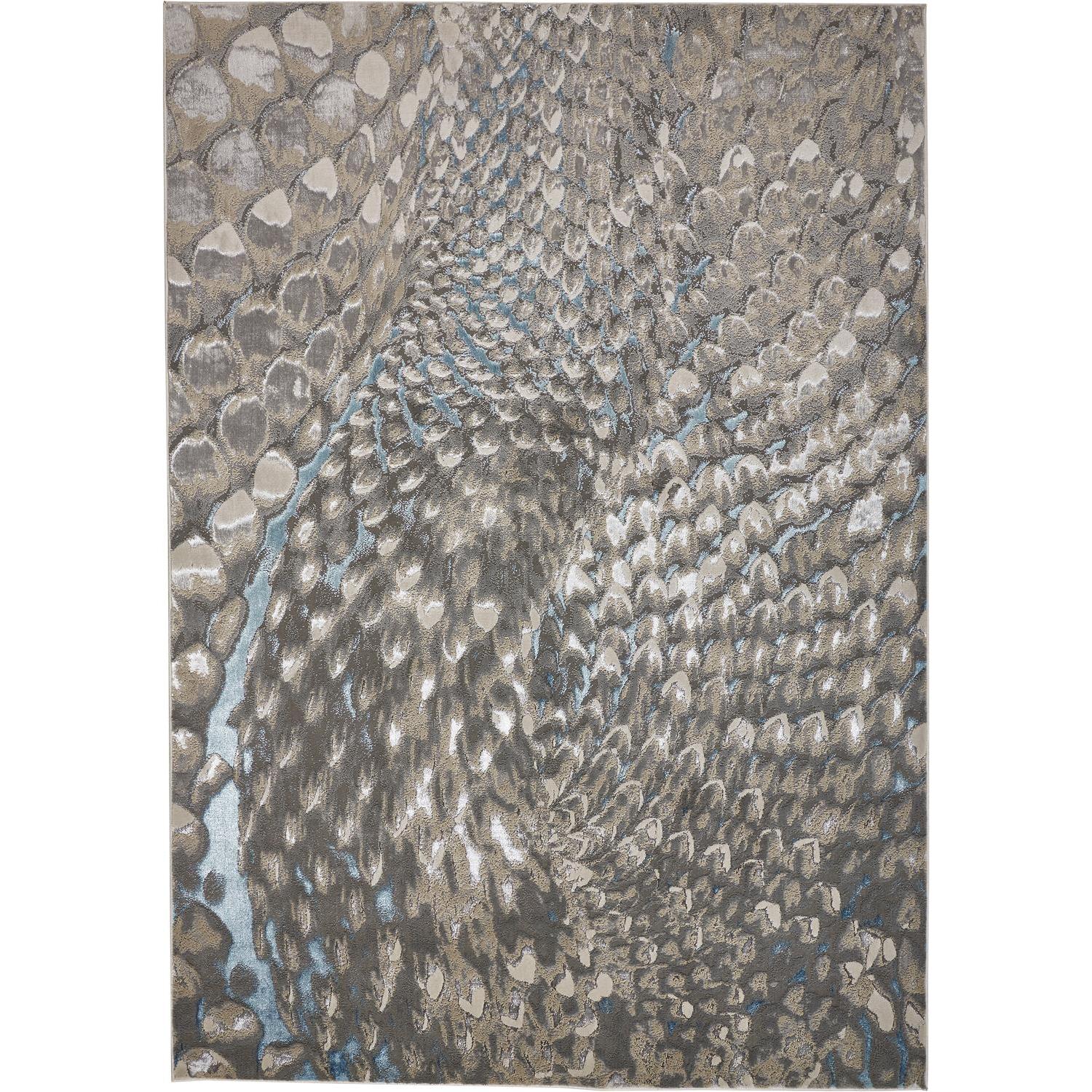 Feizy Azure 3403F Modern Abstract Rug in Blue/Silver/Gray