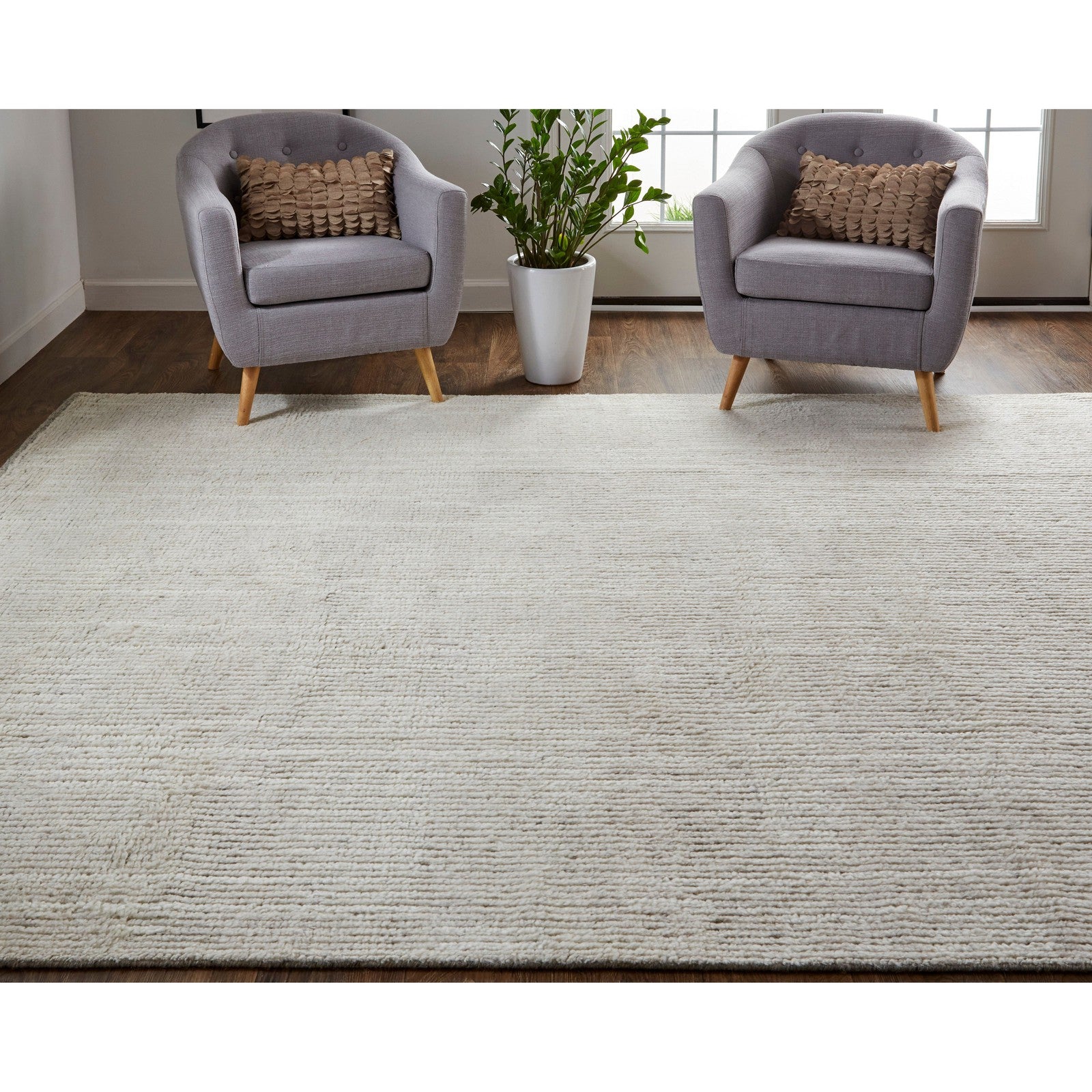 Feizy Alford 6922F Modern Solid in Ivory/Tan