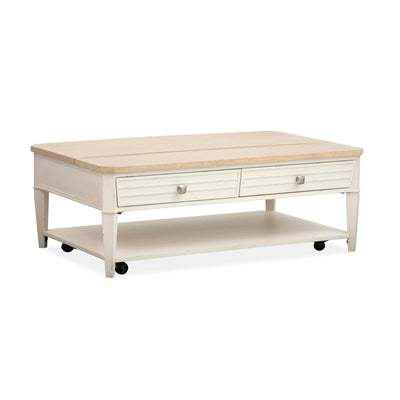 Salt Life Home Echo Isles Sea Pearl and Driftwood Lift Top Storage Cocktail Table with Casters Sale