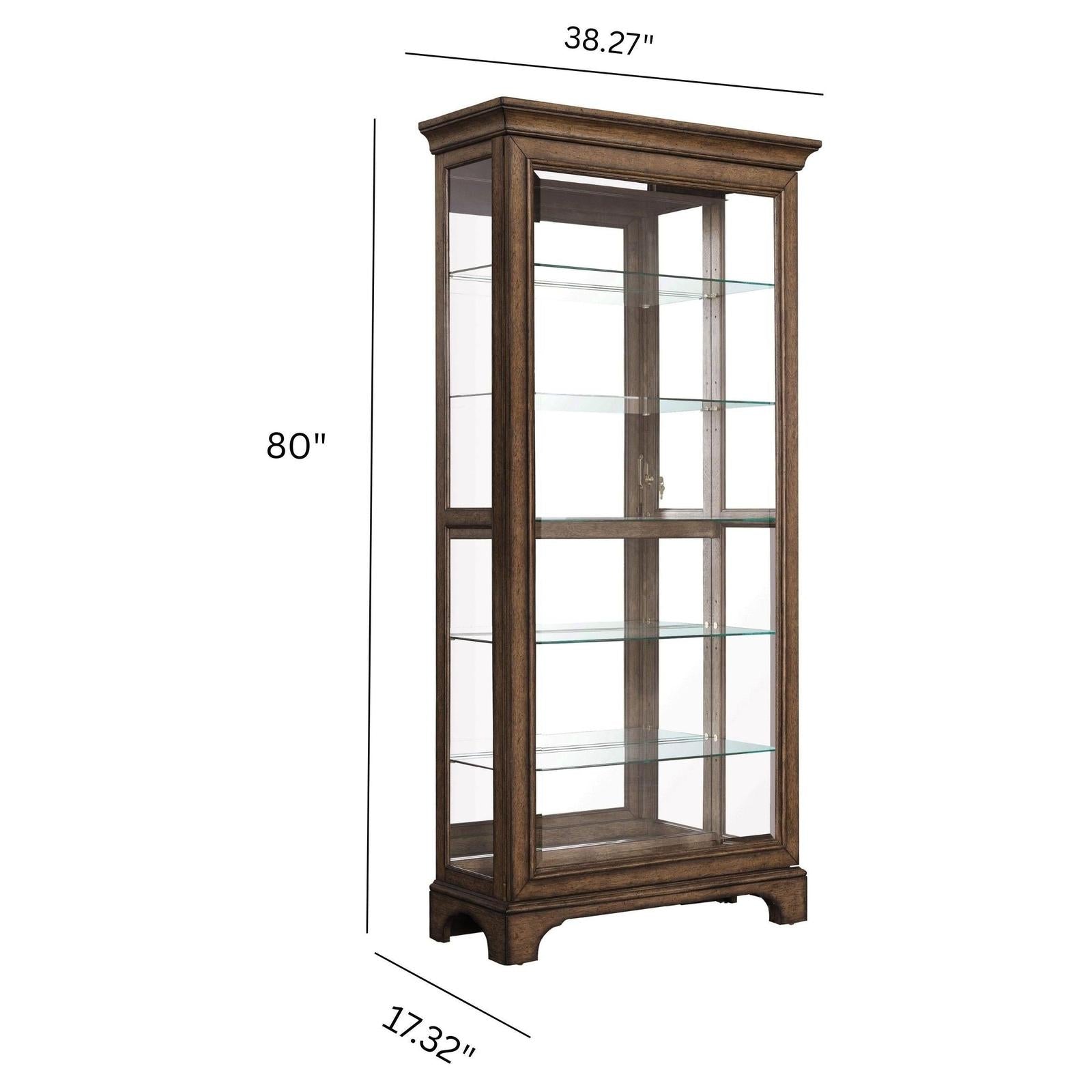 Pulaski Pulaski Accents Rich Brown Soft Chestnut Glass Shelves And Led Light Sliding Door Curio
