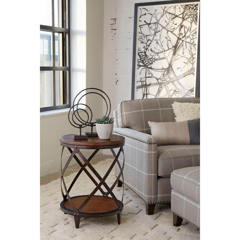 Magnussen Home Pinebrook Distressed Natural Pine Round Accent Table