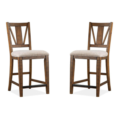 Magnussen Home Bay Creek Toasted Nutmeg Upholstered Counter Chair Set of 2