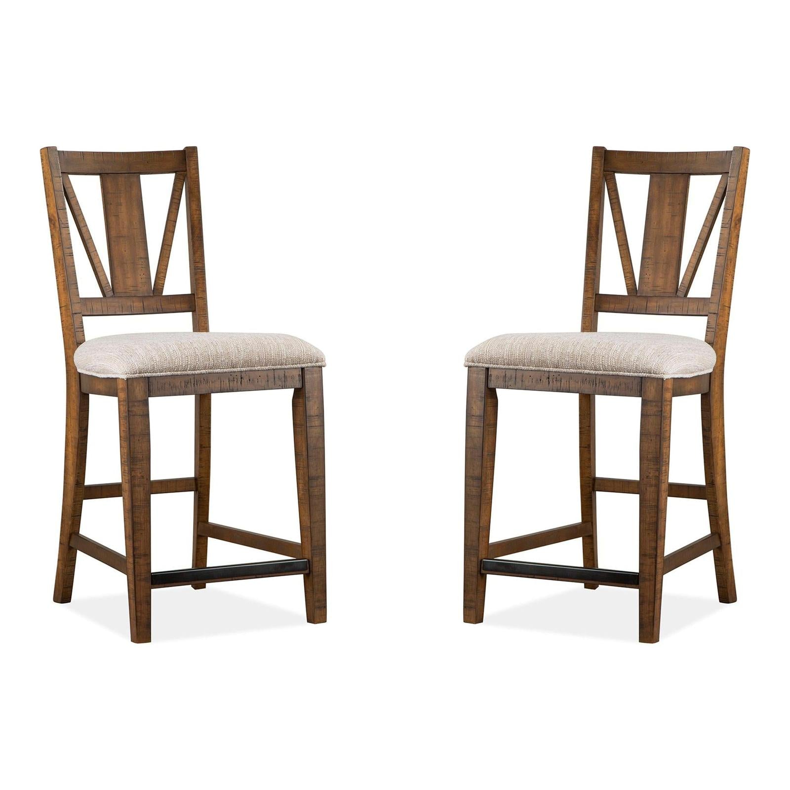 Magnussen Home Bay Creek Toasted Nutmeg Upholstered Counter Chair Set of 2