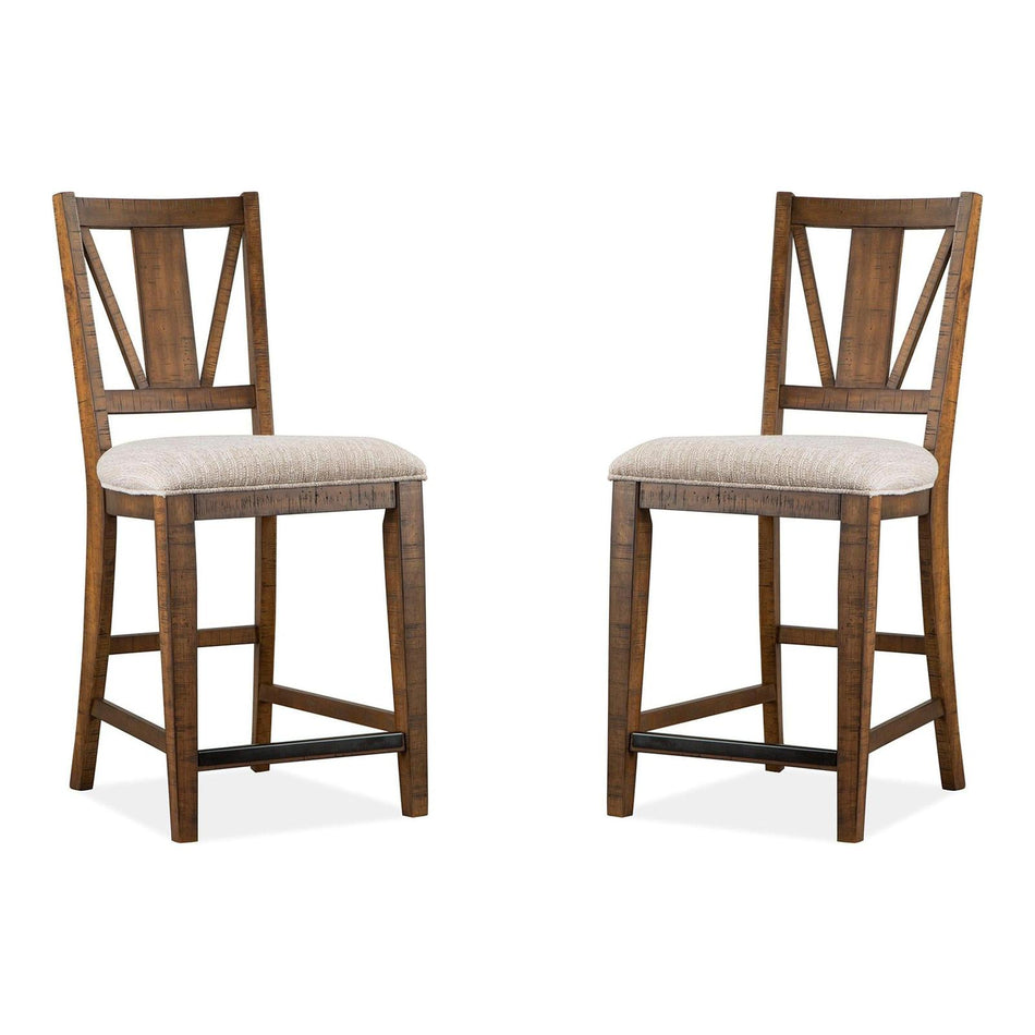 Magnussen Home Bay Creek Toasted Nutmeg Upholstered Counter Chair Set of 2