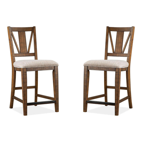 Magnussen Home Bay Creek Toasted Nutmeg Upholstered Counter Chair Set of 2