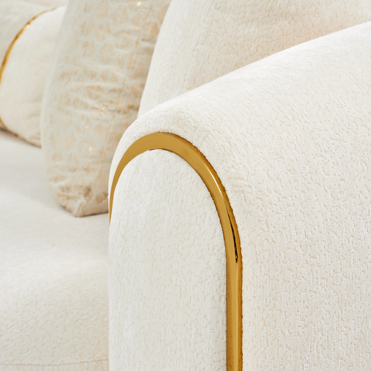Michael Amini Sassani Sofa Crepe Gold