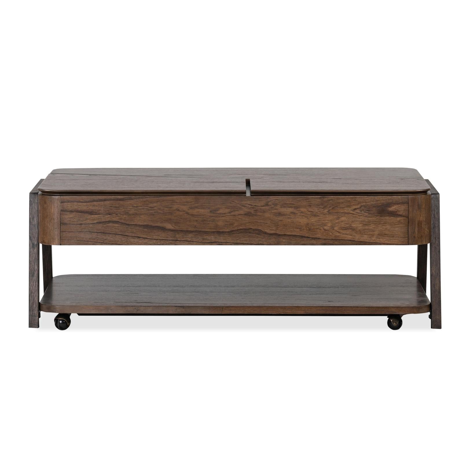 Magnussen Home Hallie Milk Chocolate & Dark Chocolate Lift Top Storage Cocktail Table With Casters