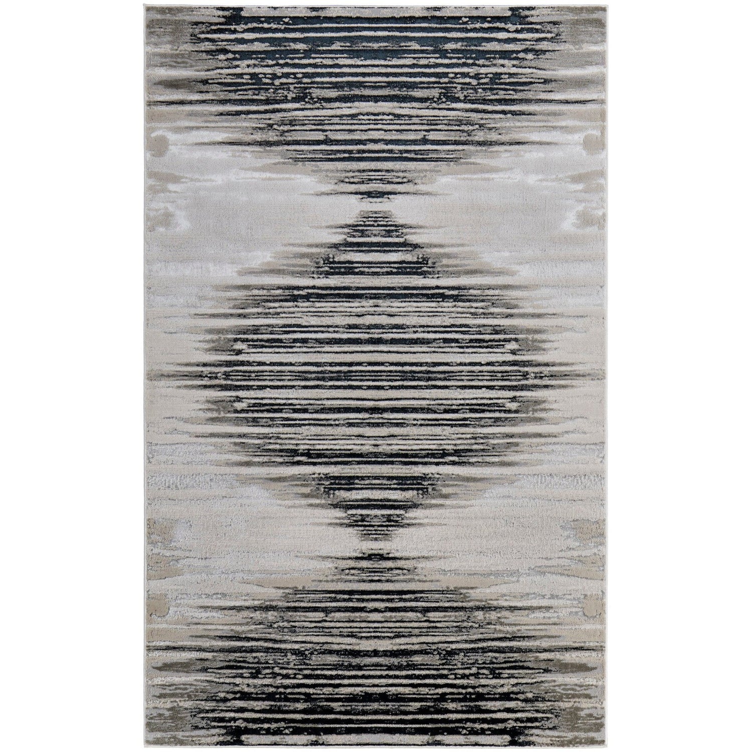 Feizy Micah 39LRF Modern Diamond Rug in Black/Silver/Taupe