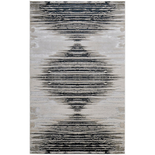 Feizy Micah 39LRF Modern Diamond Rug in Black/Silver/Taupe