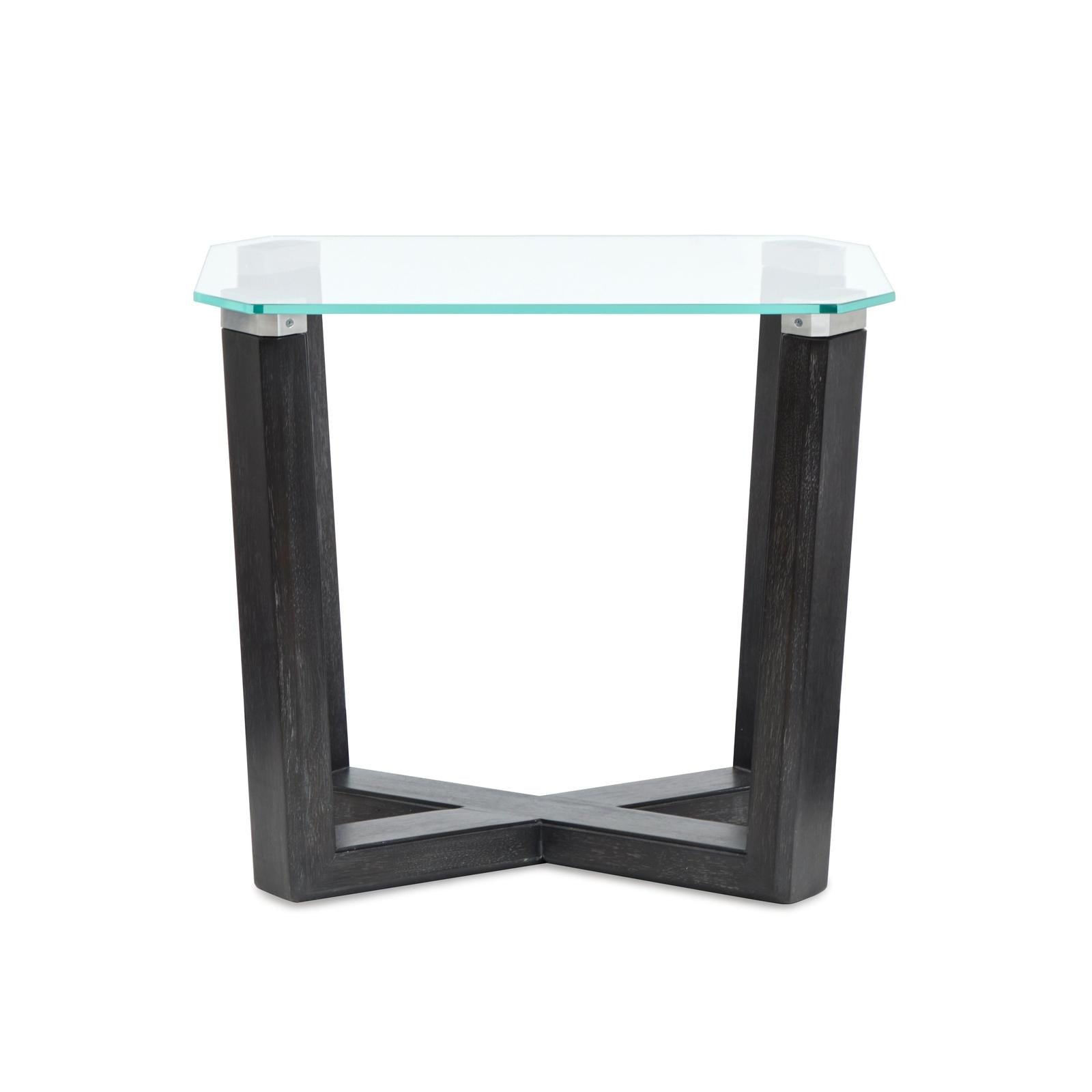 Magnussen Home Wexler Black Truffle And Clear Glass Rectangular End Table