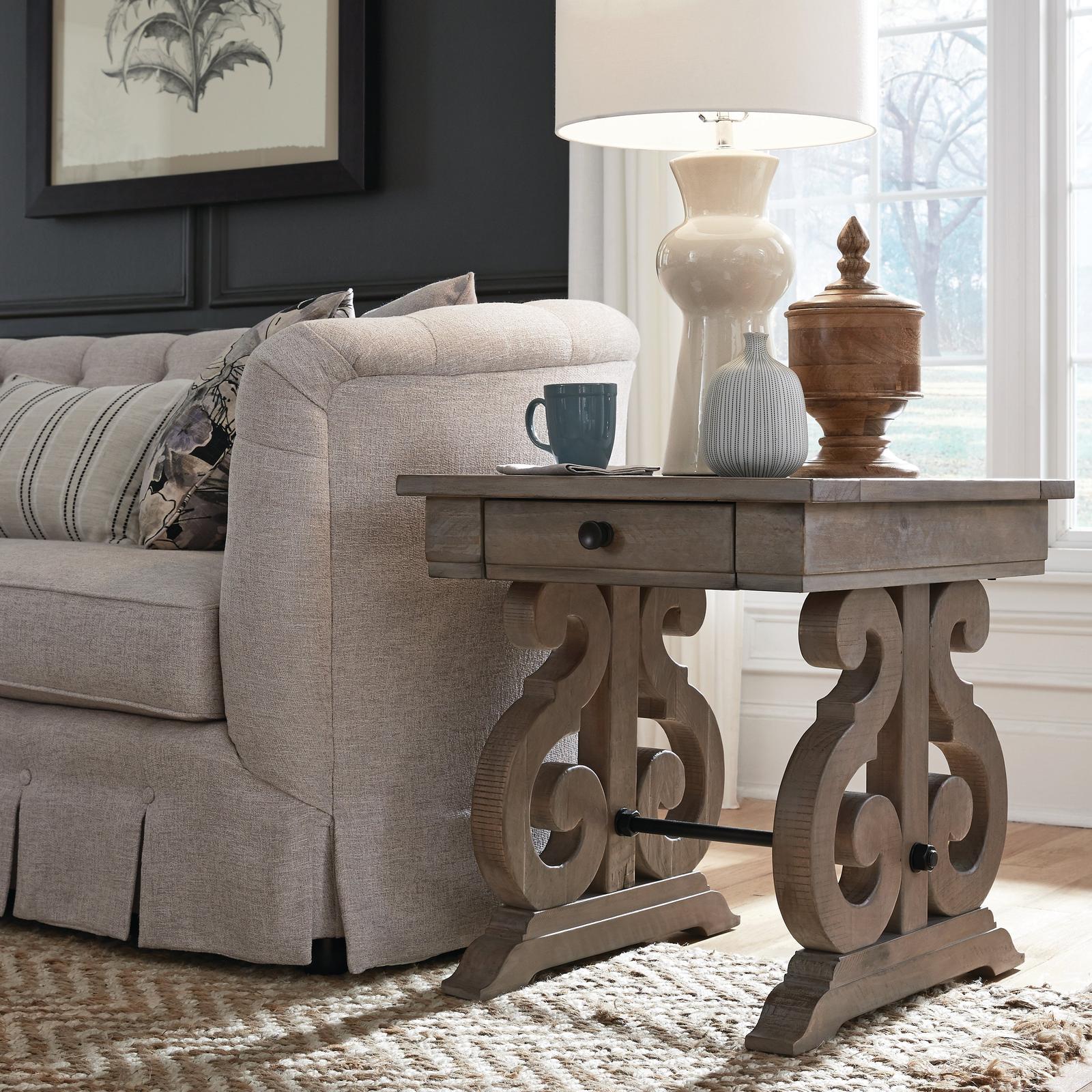 Magnussen Home Tinley Park Dove Tail Grey Rectangular End Table