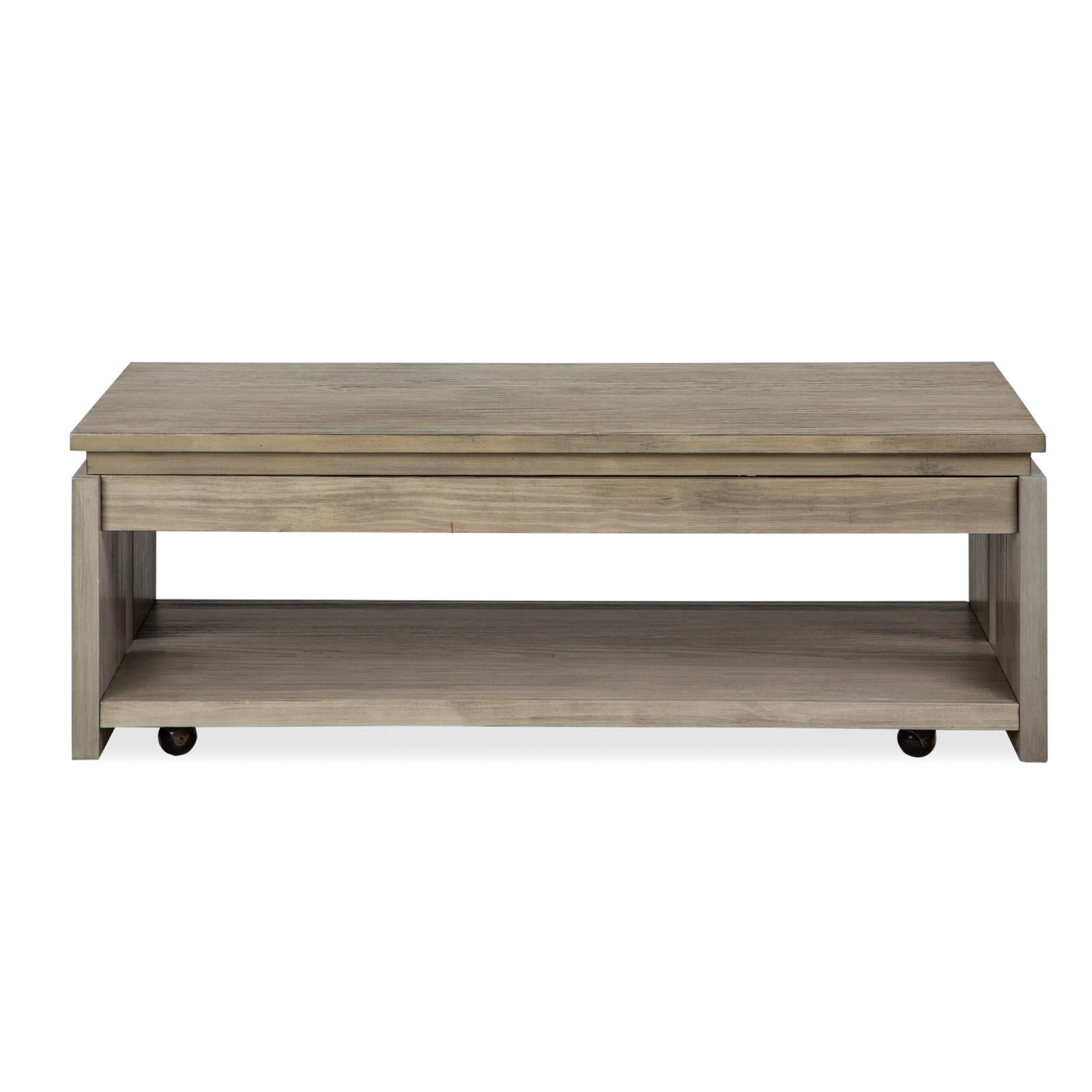 Magnussen Home Conrad Stone Harbor Grey Rectangular Lift Top Storage Cocktail Table With Casters