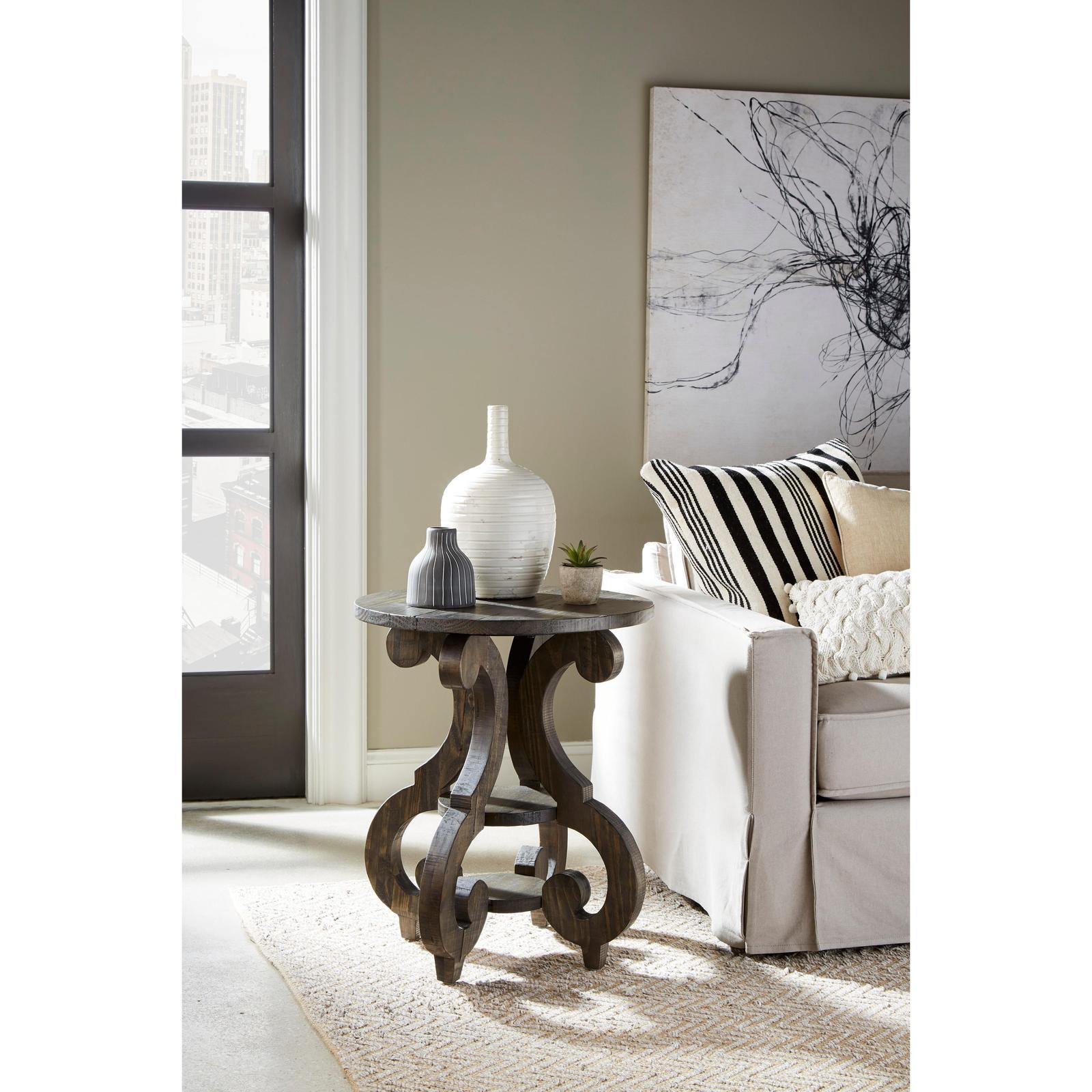 Magnussen Home Bellamy Peppercorn Round Accent End Table