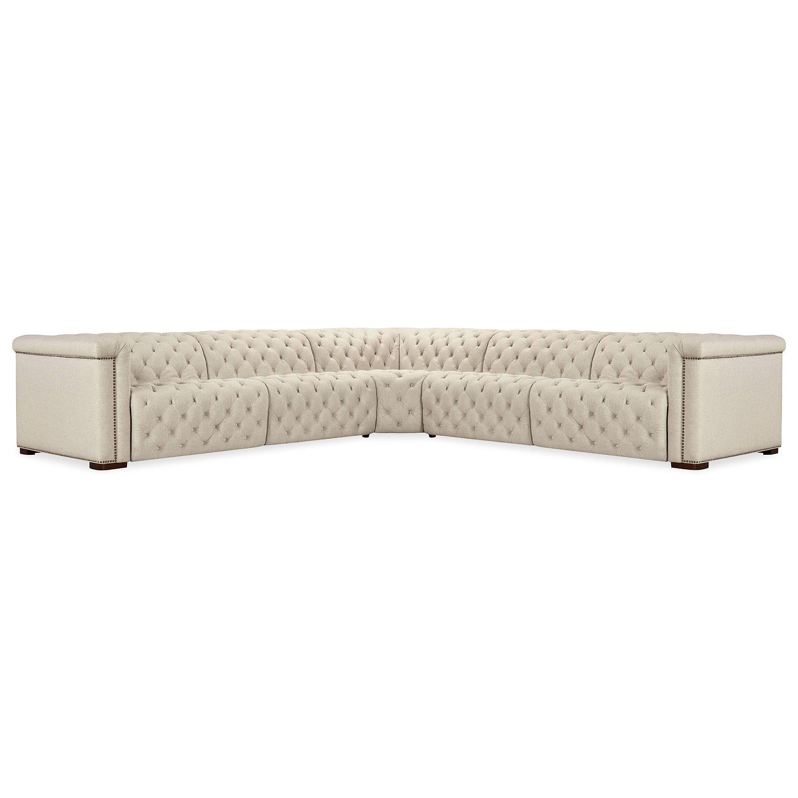 Hooker Furniture Savion Deux 5 Seat Sectional with Four Power Recliners and Six Power Headrests
