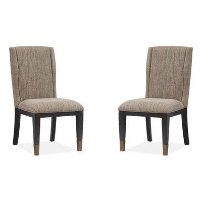 Magnussen Home Ryker Nocturn Black & Coventry Grey Upholstered Host Chair Set of 2