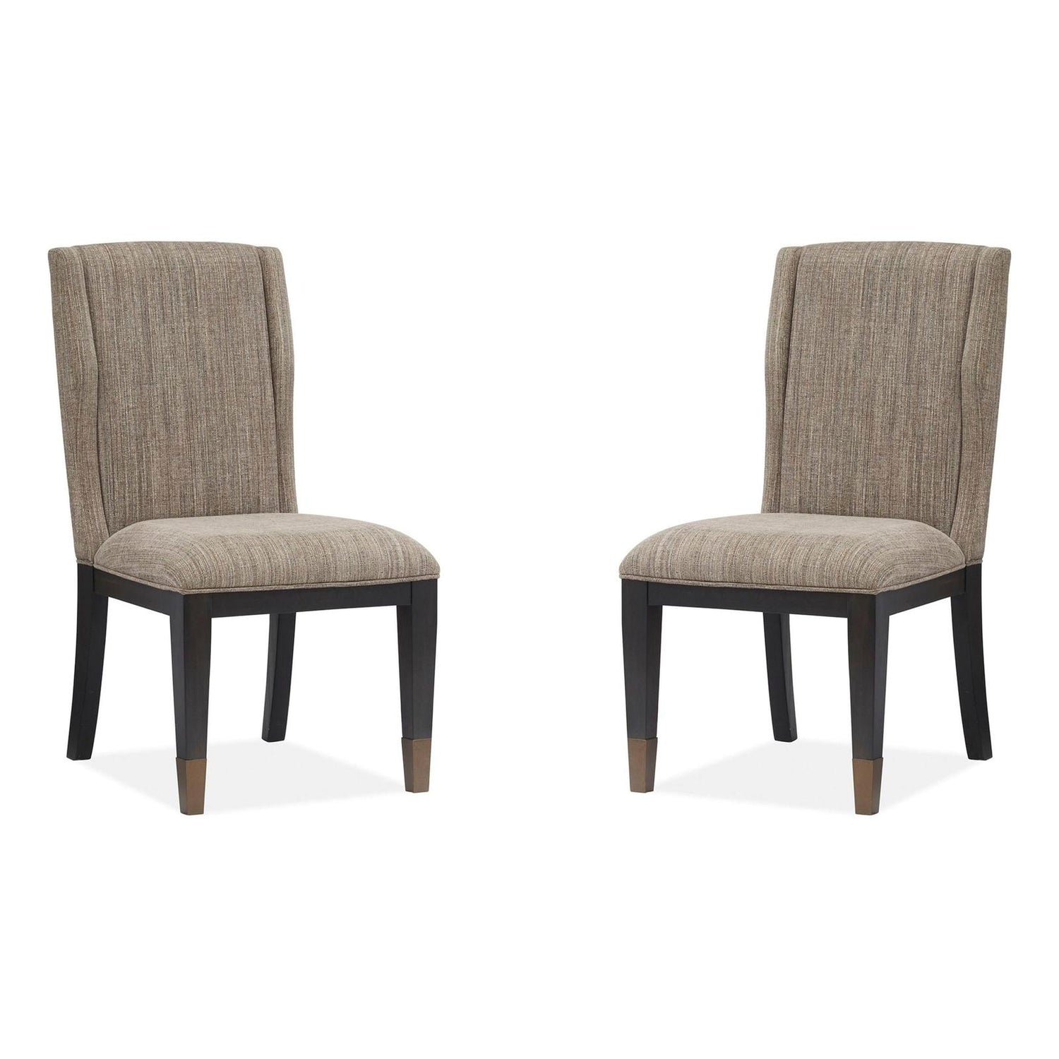 Magnussen Home Ryker Nocturn Black & Coventry Grey Upholstered Host Chair Set of 2