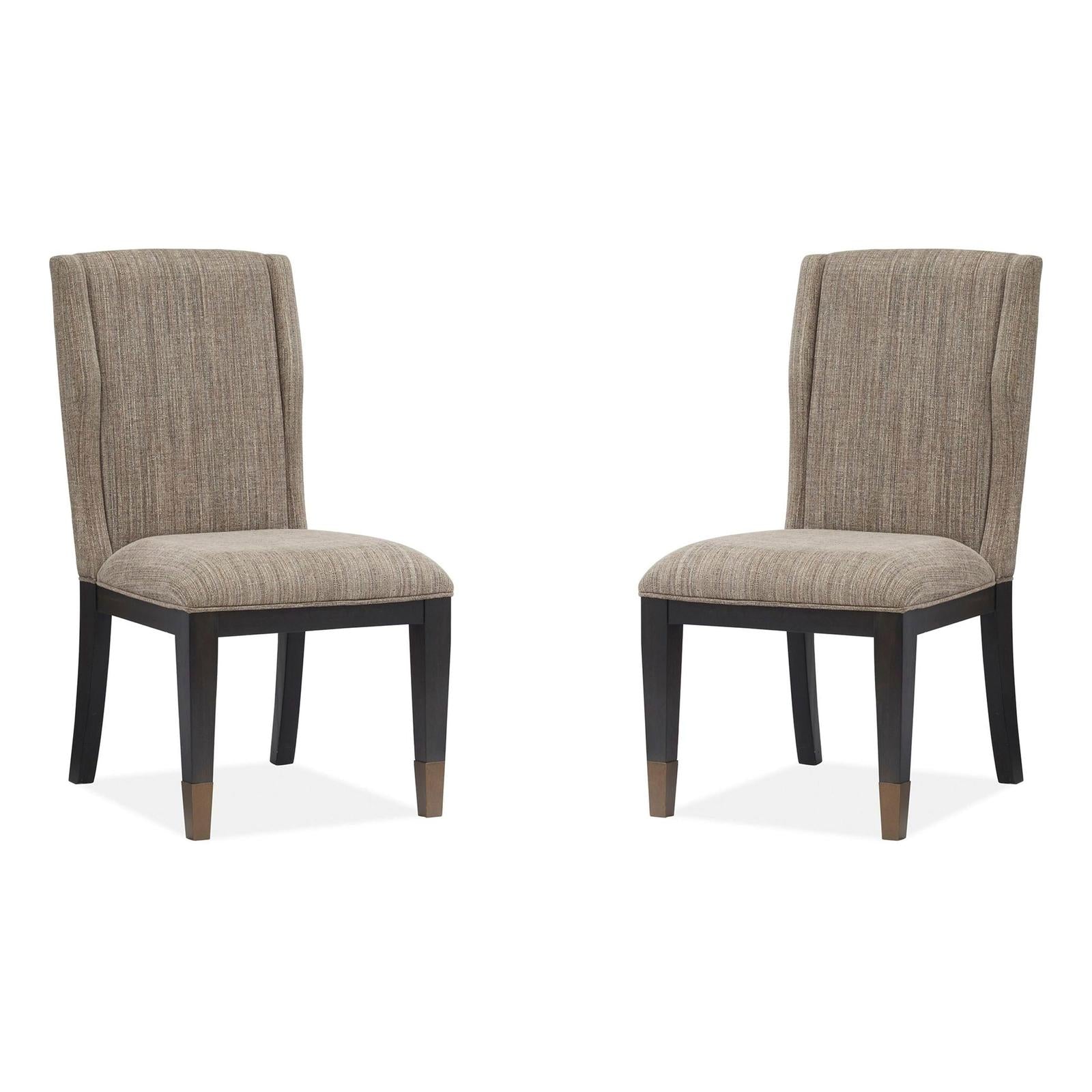 Magnussen Home Ryker Nocturn Black & Coventry Grey Upholstered Host Chair Set of 2