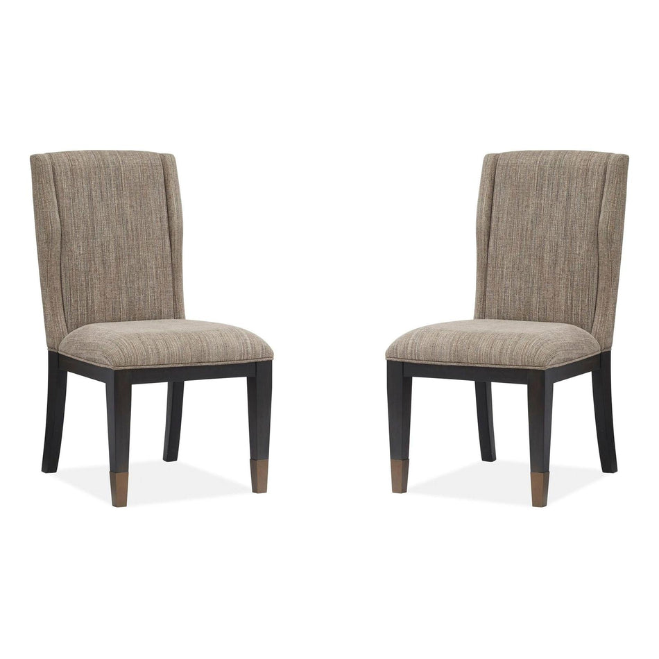 Magnussen Home Ryker Nocturn Black & Coventry Grey Upholstered Host Chair Set of 2