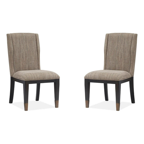Magnussen Home Ryker Nocturn Black & Coventry Grey Upholstered Host Chair Set of 2