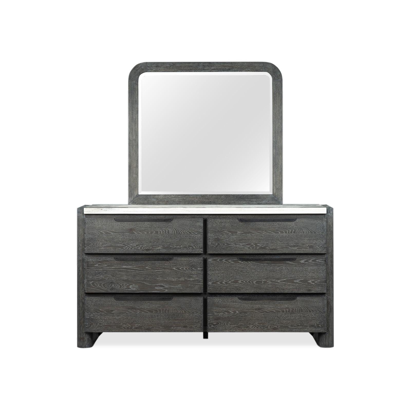 Magnussen Home Keaton Black Double Drawer Dresser With Portrait Mirror