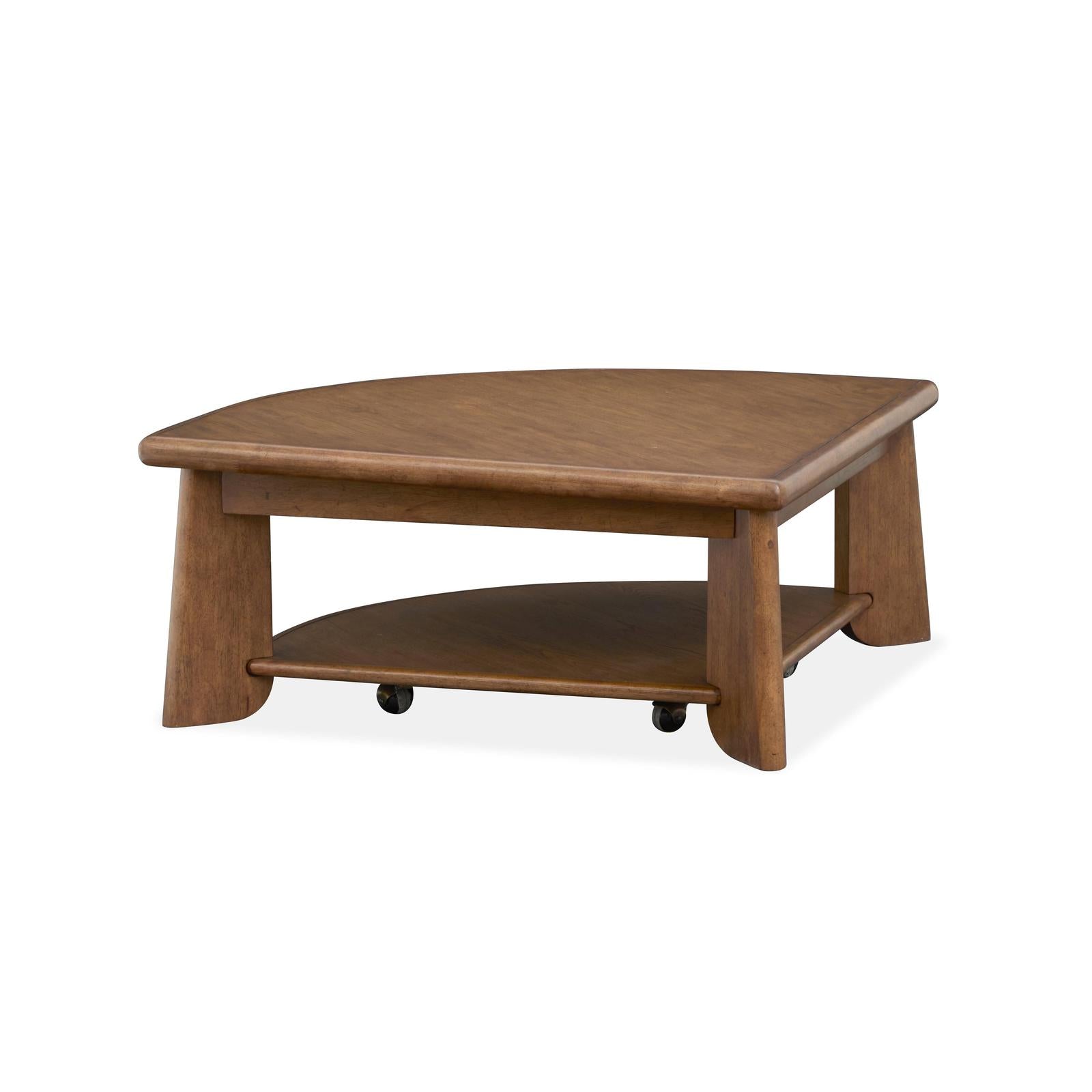 Magnussen Home Tanner Tawny Brown Pie Shaped Lift Top Cocktail Table With Casters
