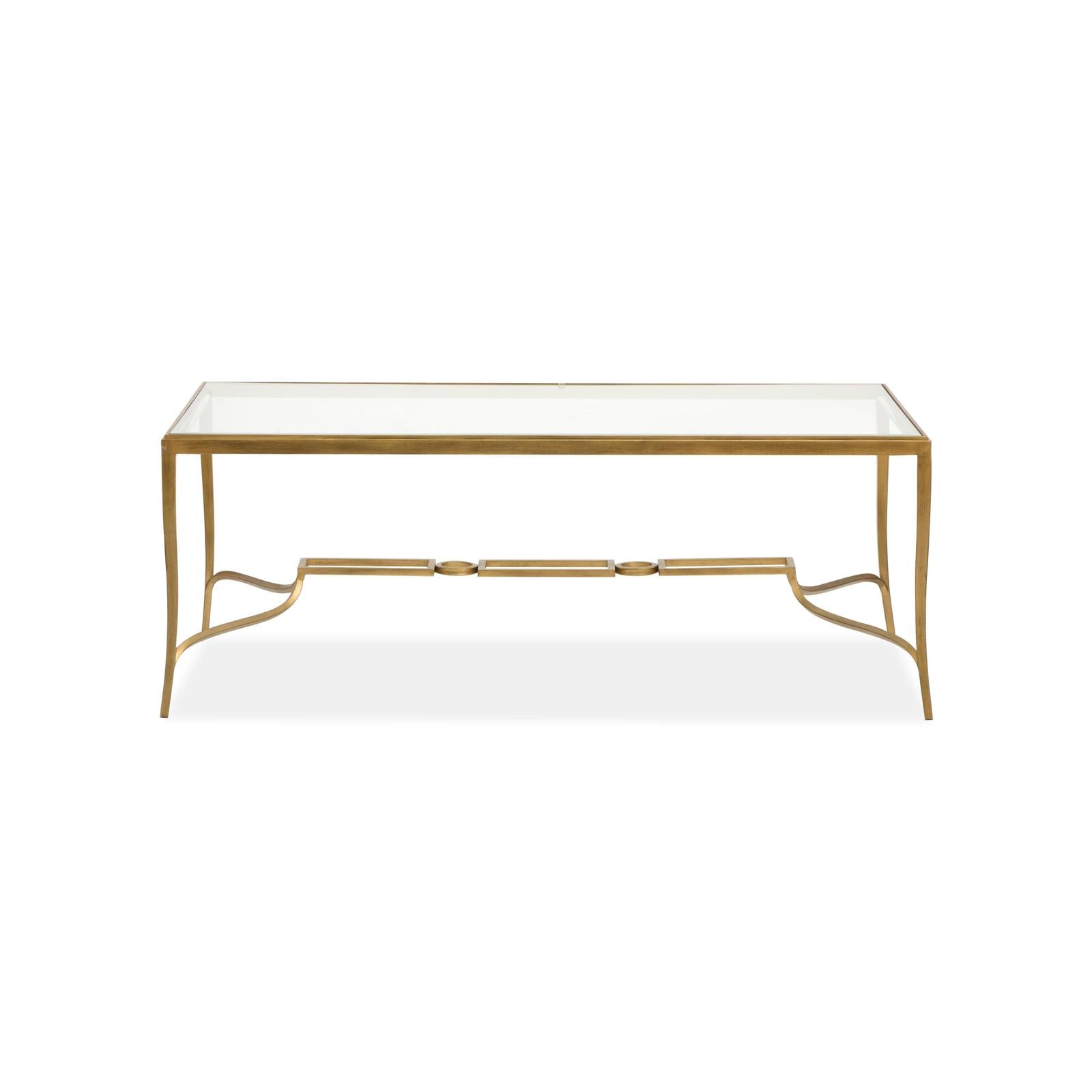 Magnussen Home Lorena Burnished Brass Rectangular Cocktail Table