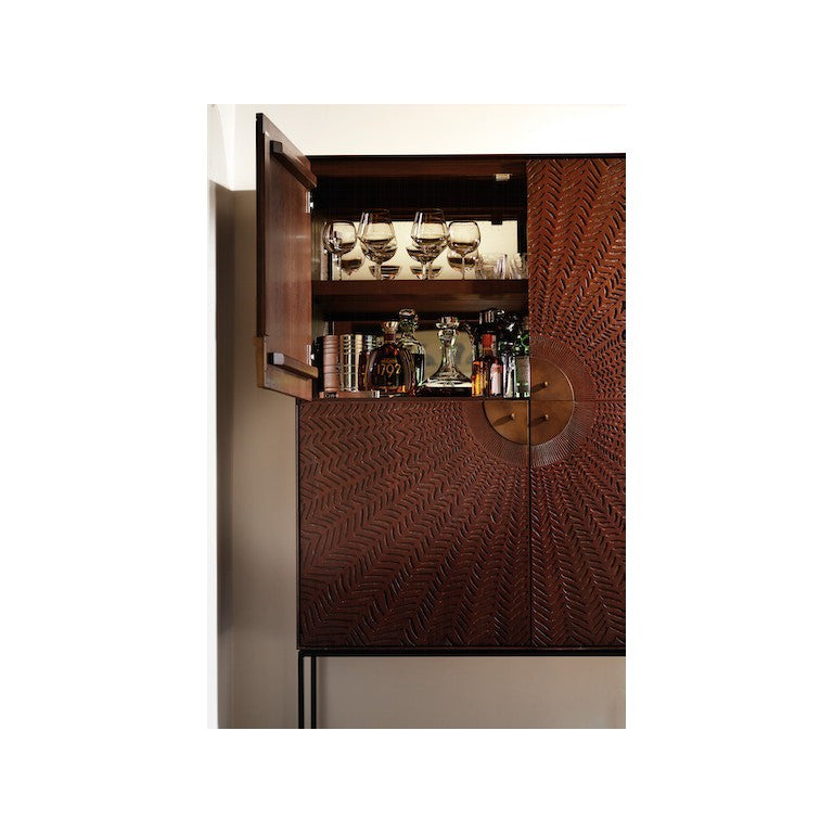 M Furniture Vinca Carved Bar Cabinet