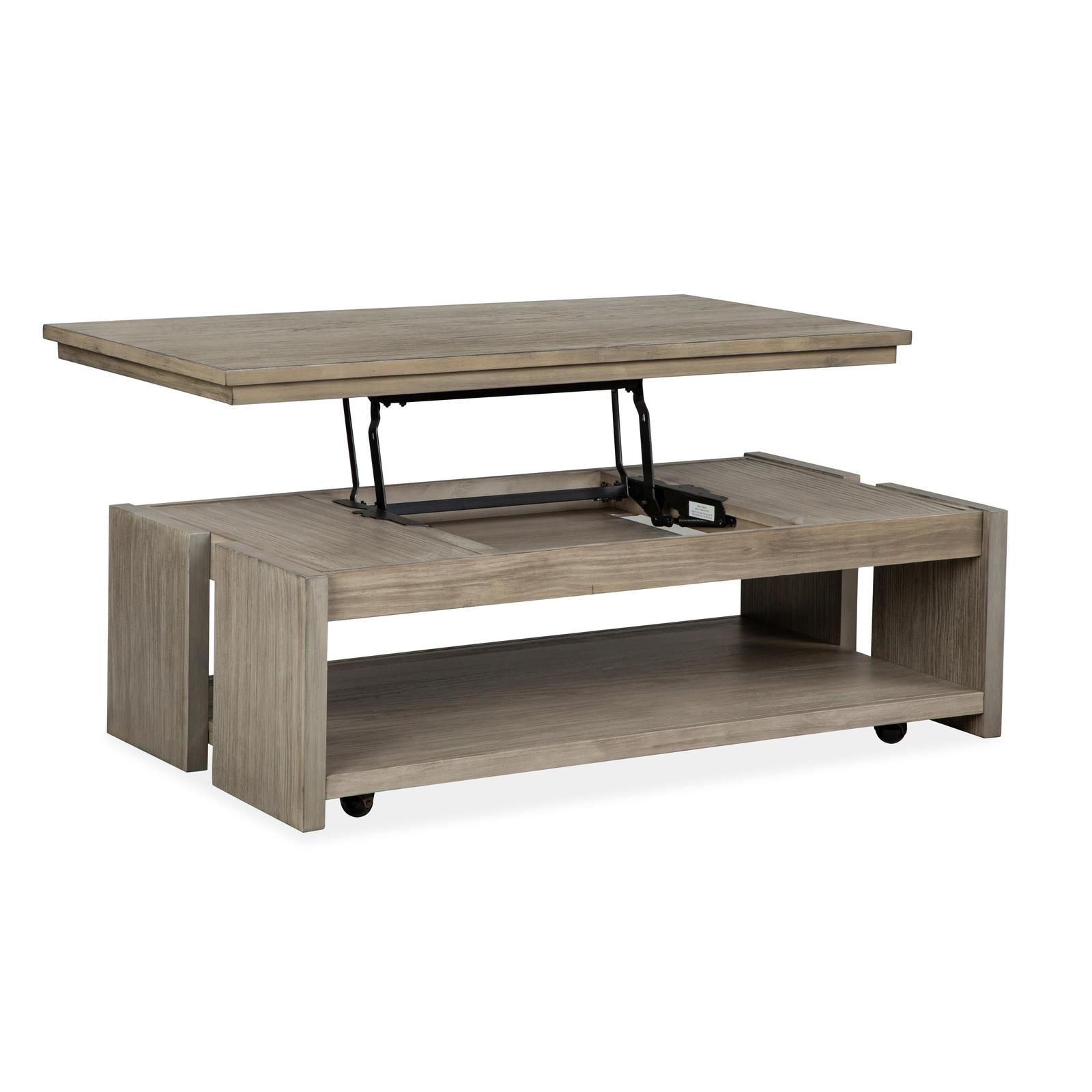 Magnussen Home Conrad Stone Harbor Grey Rectangular Lift Top Storage Cocktail Table With Casters