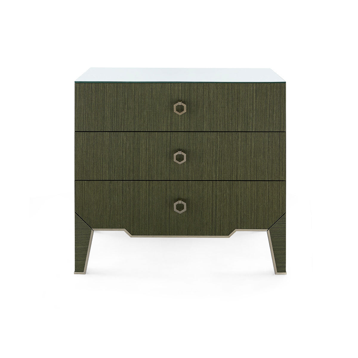 Villa & House Madeline 3-Drawer Side Table with Glass Top
