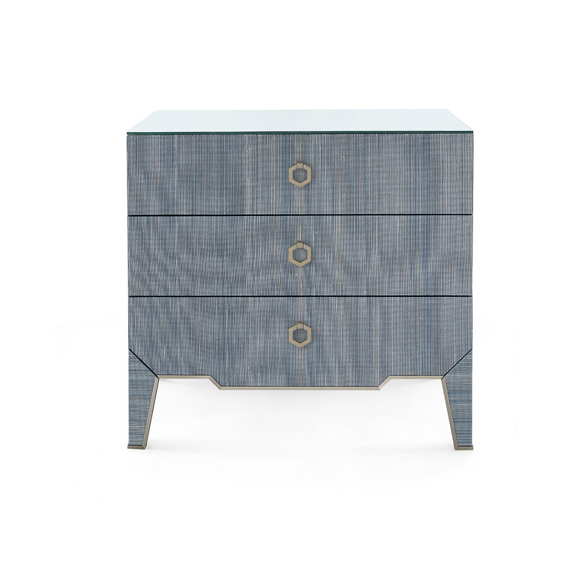 Villa & House Madeline 3-Drawer Side Table with Glass Top